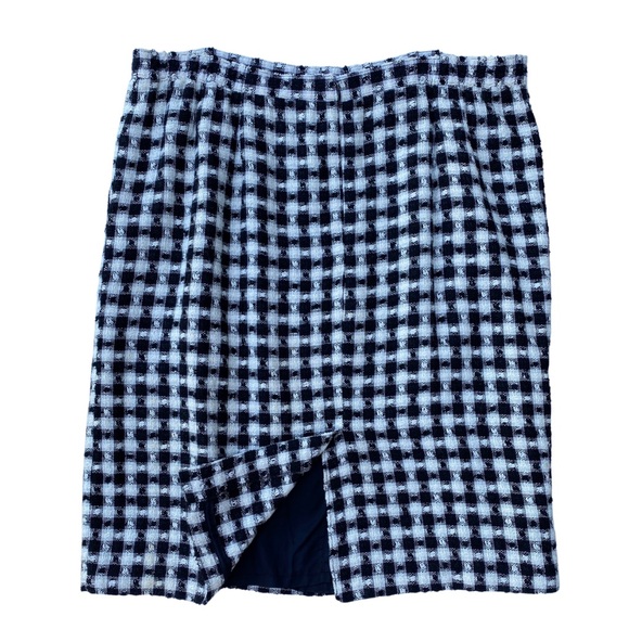 VINTAGE LESLIE FAY BLACK WHITE PLAID SKIRT SIZE 26W WOOL BLEND WINTER GRUNGE 3XL - Picture 2 of 7